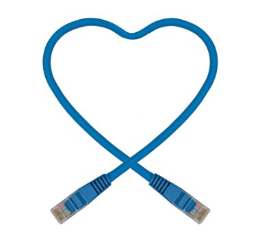 Blue Heart Shaped Ethernet Network Cable clipart