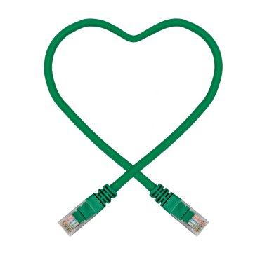 Green Heart Shaped Ethernet Network Cable clipart