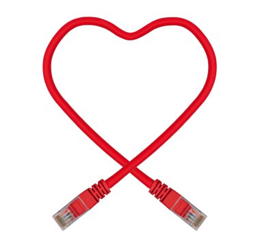 Red Heart Shaped Ethernet Network Cable clipart