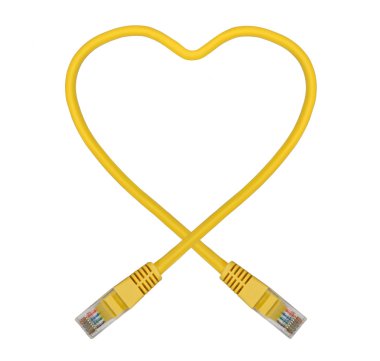 Yellow Heart Shaped Ethernet Network Cable clipart