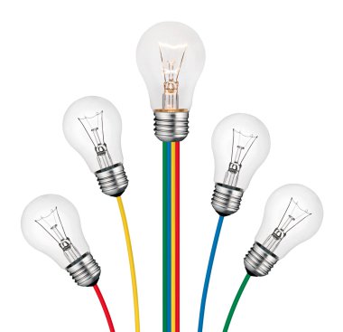 Different Ideas - Lightbulb Concept Isolated on White clipart