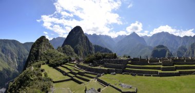 Terraces of Machu Pichu with Huayna Picchu clipart