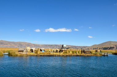 Floating Uros Reed Islands on Lake Titicaca clipart