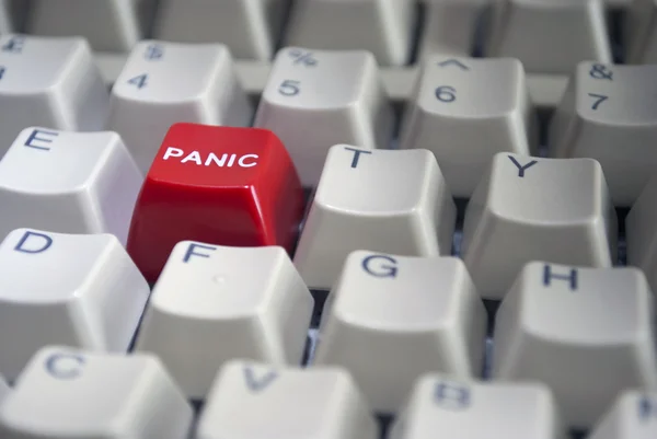 Červené tlačítko panic detail — Stock fotografie