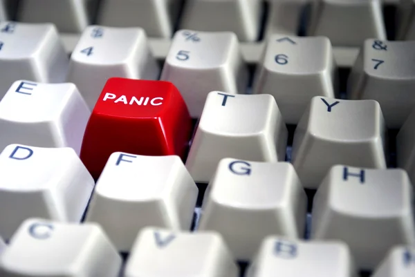 Červené tlačítko panic detail — Stock fotografie