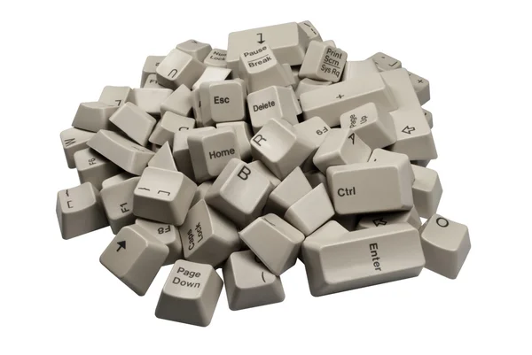 Pilha de teclas brancas do teclado do computador — Fotografia de Stock