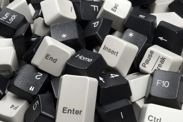 Pile de touches clavier d'ordinateur noir et blanc — Photo