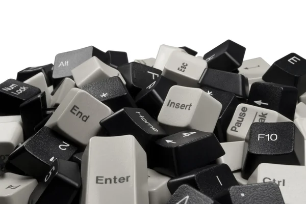 Pilha de teclas de teclado de computador preto e branco — Fotografia de Stock