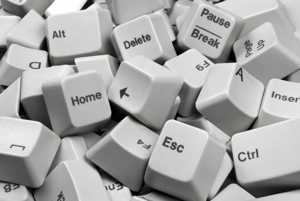Pilha de teclas brancas do teclado do computador — Fotografia de Stock