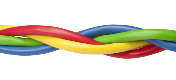 Câbles réseau Ethernet aux couleurs vives torsadés — Photo