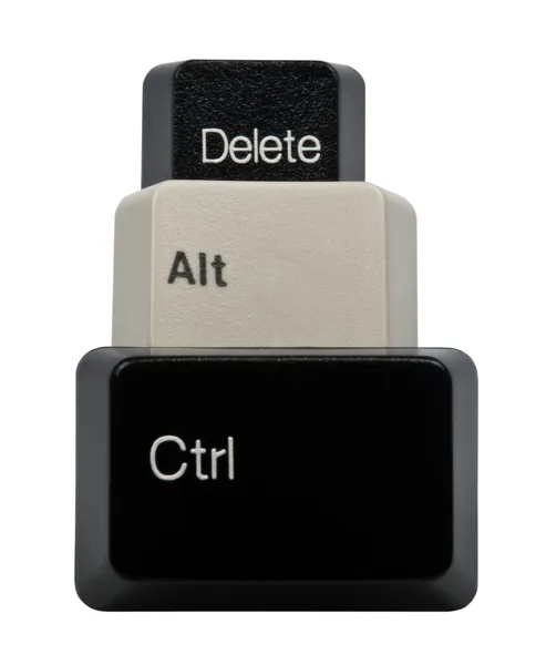 Teclas de teclado preto e branco Ctrl, Alt, Del isoladas em branco — Fotografia de Stock