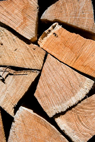 Pile of oak wooden logs stacked for firewood — Stock Photo, Image