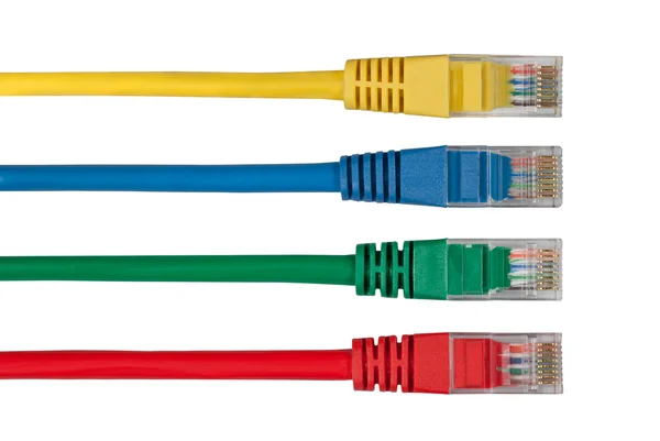 Quattro cavi di rete multicolore — Foto Stock