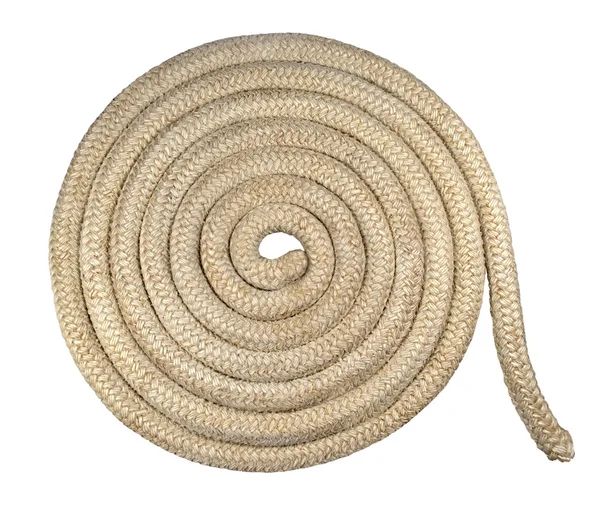 Spiral of an old nautical rope isolated on white — Stock Photo, Image