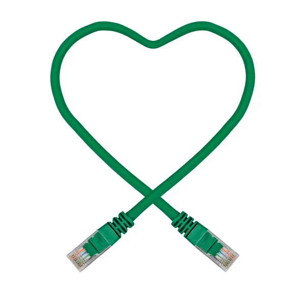 stock image Green Heart Shaped Ethernet Network Cable