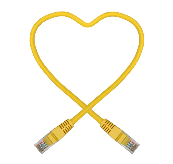 stock image Yellow Heart Shaped Ethernet Network Cable