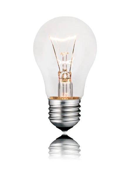 Ideas - Flawless Lightbulb photo with Reflection — Stock Photo, Image