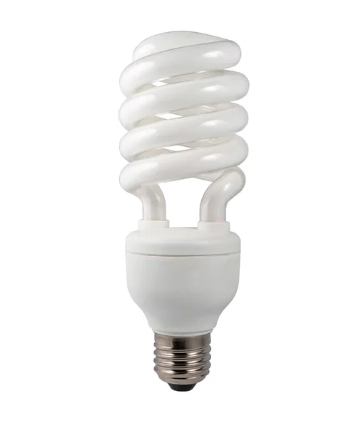 Ampoule à économie d'énergie isolée sur blanc — Photo
