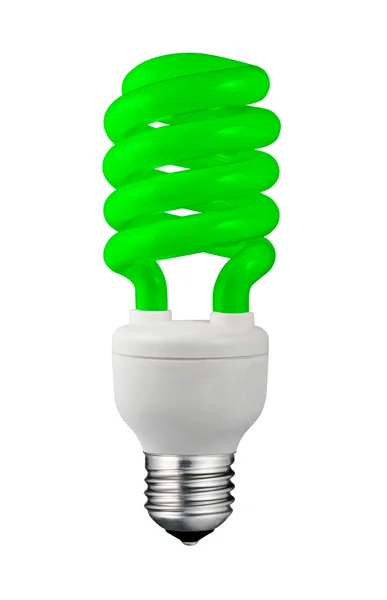 Žárovka zelená spořič izolovaných na bílém pozadí — Stock fotografie