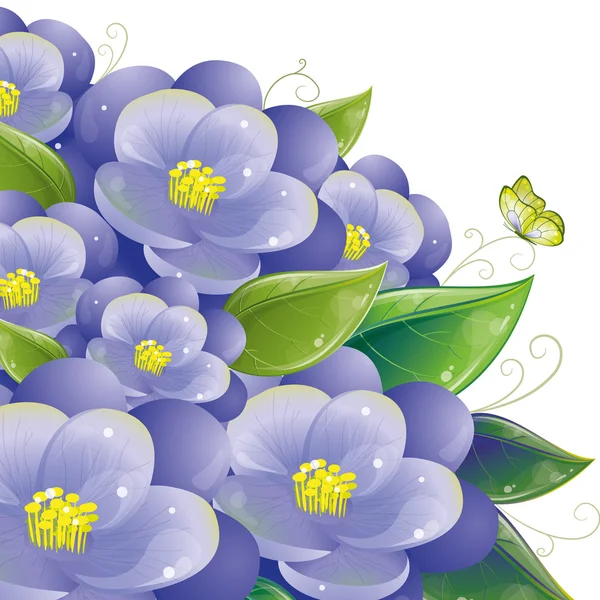 Diseño floral con violeta — Vector de stock