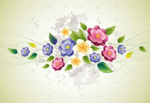 การออกแบบดอกไม้ด้วยสีม่วง — ภาพเวกเตอร์สต็อก
