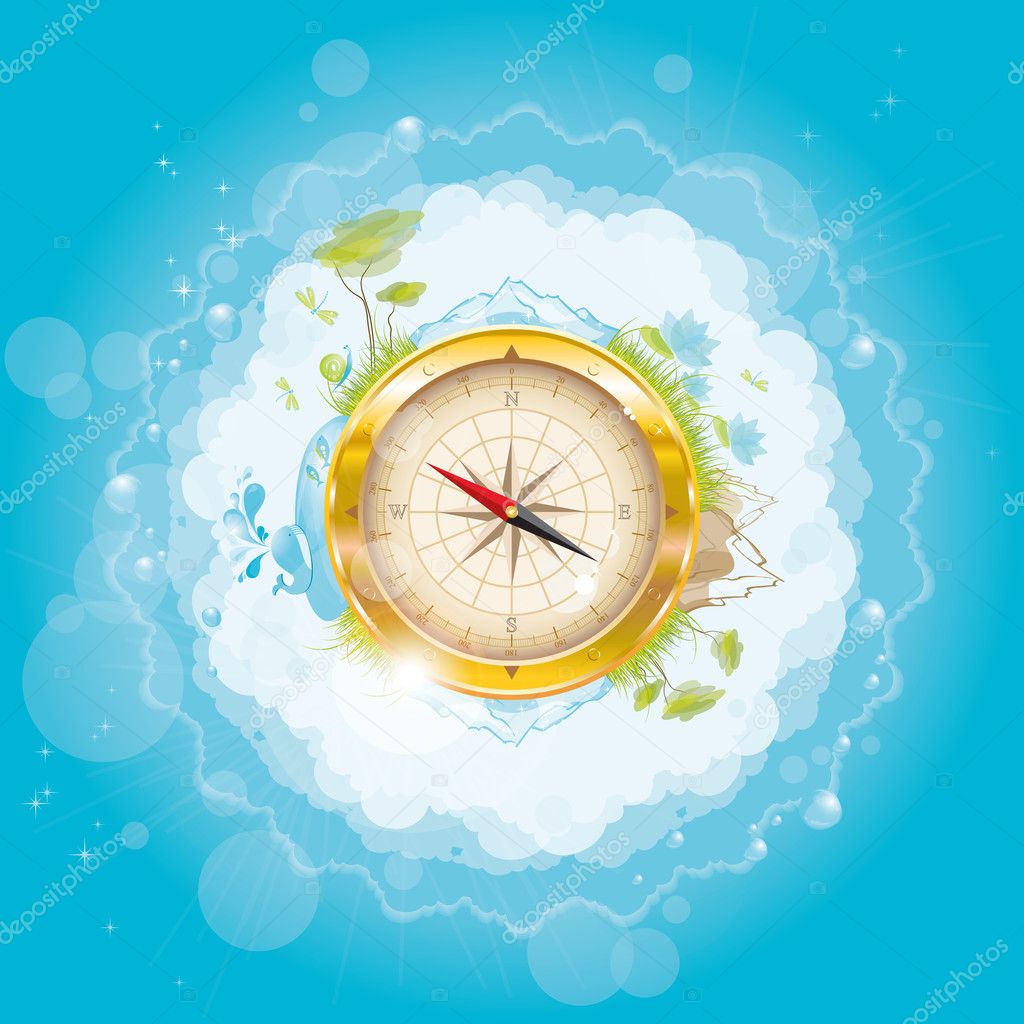 Round the world - nature design with compass