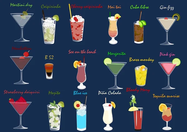 Conjunto de cocktails — Vetor de Stock