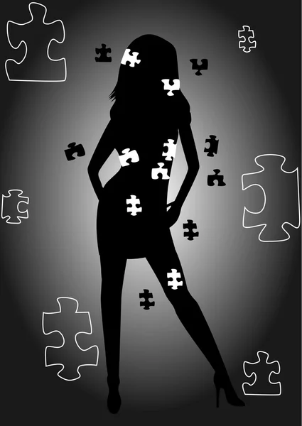 stock vector Puzzle girl