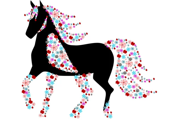 Cavalo floral —  Vetores de Stock