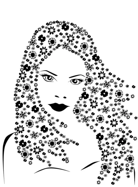 Mujer con cabello floral — Archivo Imágenes Vectoriales