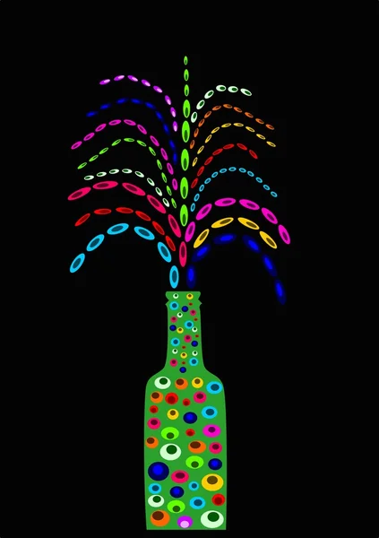 Botella con fuegos artificiales — Archivo Imágenes Vectoriales