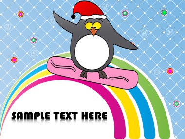 penguin surfing clipart