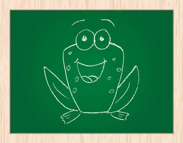Frosch zeichnet auf Tafel — Stockvektor
