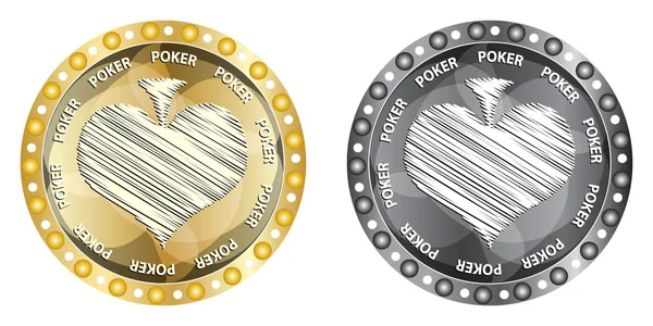 Elementos de poker corazón — Vector de stock
