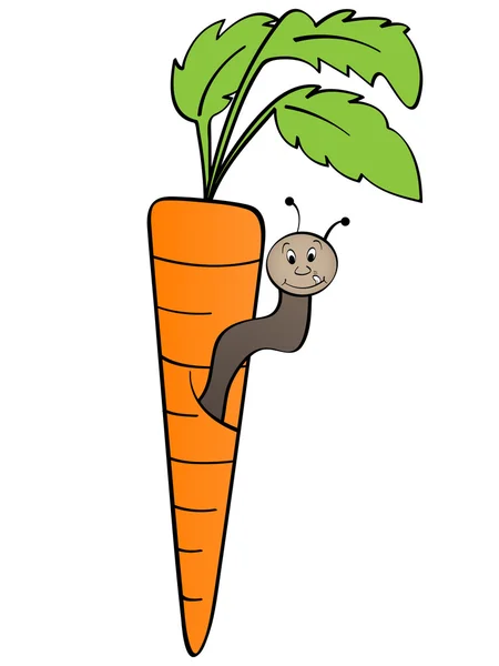 Carrot with worm — Stock Vector