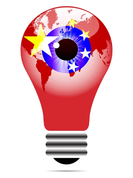 Light bulb with china flag — Stock Vector