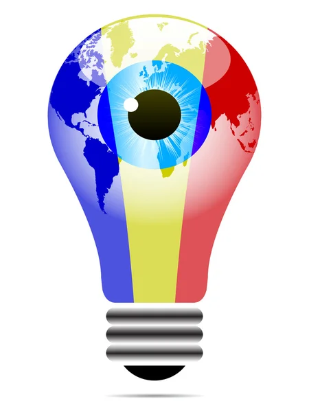 Ampoule avec drapeau roumain — Image vectorielle