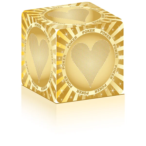 Golden box with poker element — Stock Vector