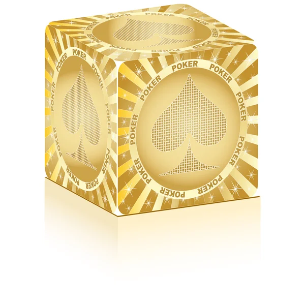 Golden box with poker element — Stock Vector