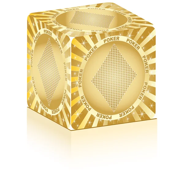 Золотая коробка с покерным элементом — стоковый вектор