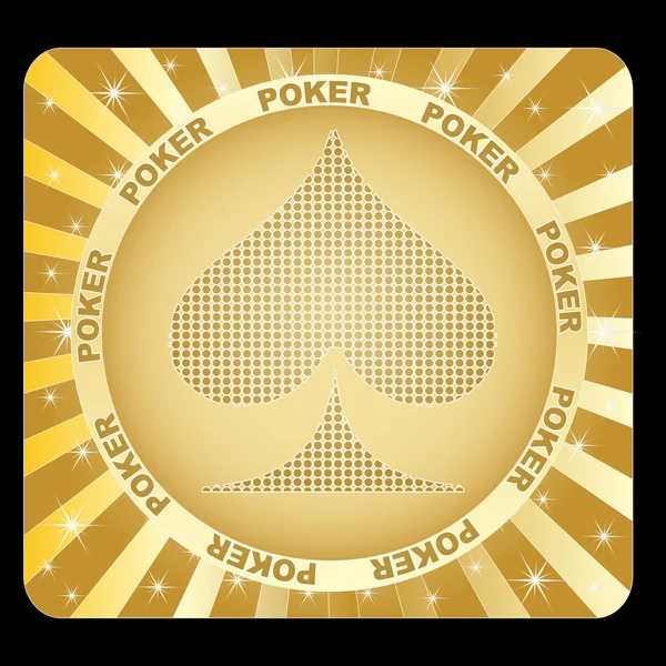 Zlatý štítek s poker prvkem — Stockový vektor