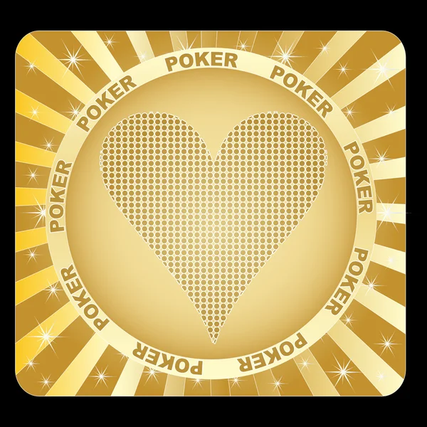 Golden sticker with poker element — Stock Vector