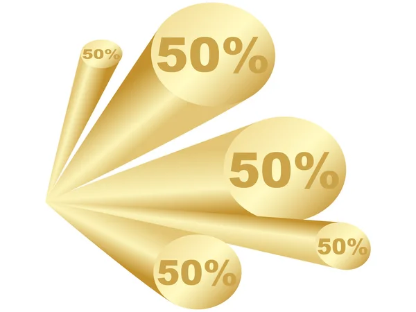 Tubi d'oro cinquanta per cento — Vettoriale Stock