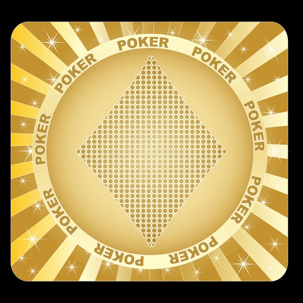 Zlatý štítek s poker prvkem — Stockový vektor