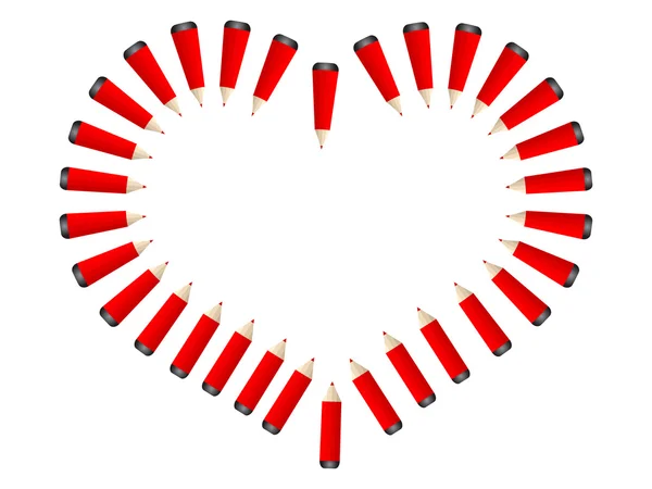 Serca z czerwonych ołówki — Wektor stockowy