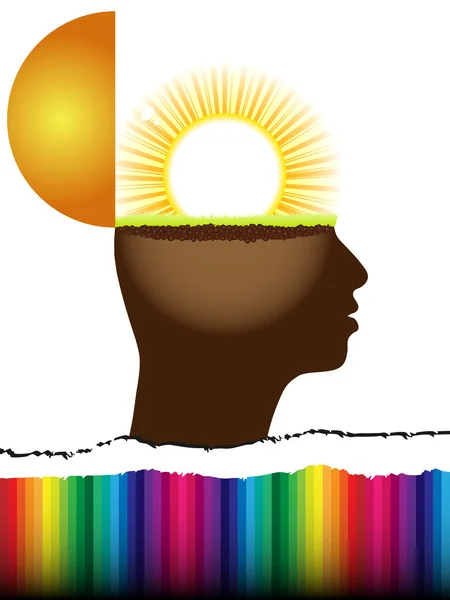 Open mind with sun inside — Stock Vector