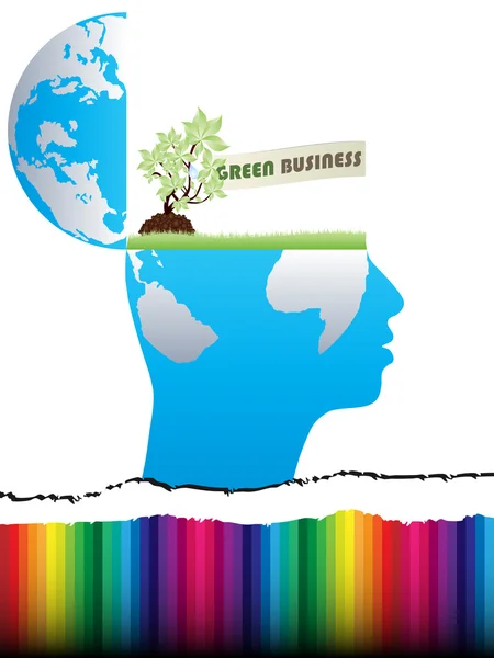 Diseño de mente abierta con negocio verde — Vector de stock