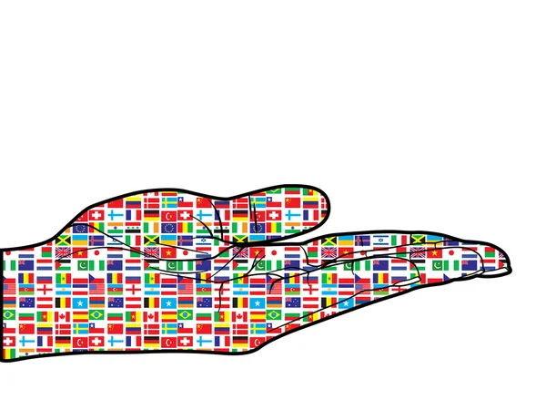 Palmier humain avec des drapeaux du monde — Image vectorielle
