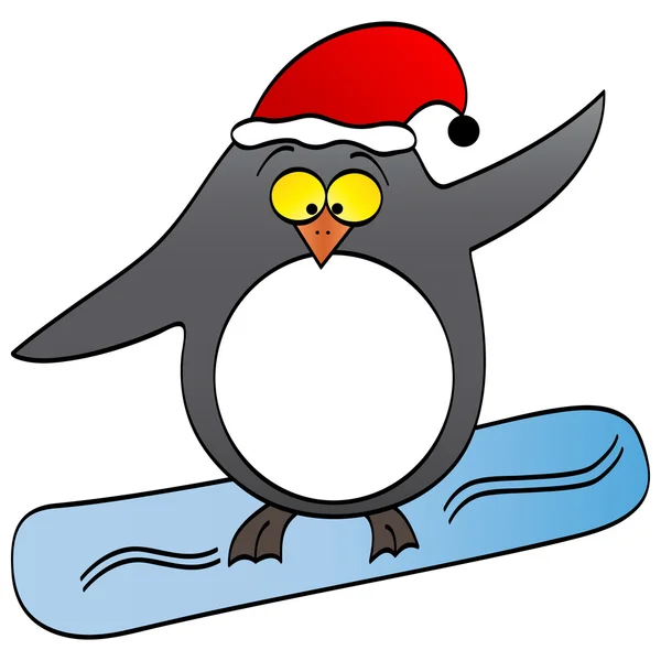 Penguin surfing — Stock Vector