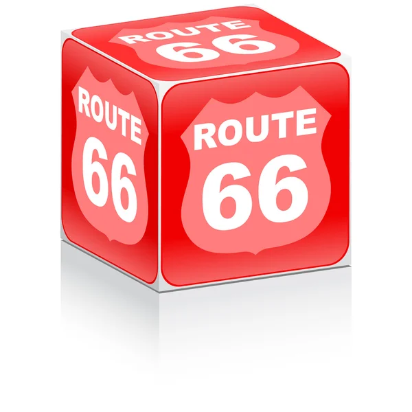 Route 66 üzerine kırmızı kutu — Stok Vektör